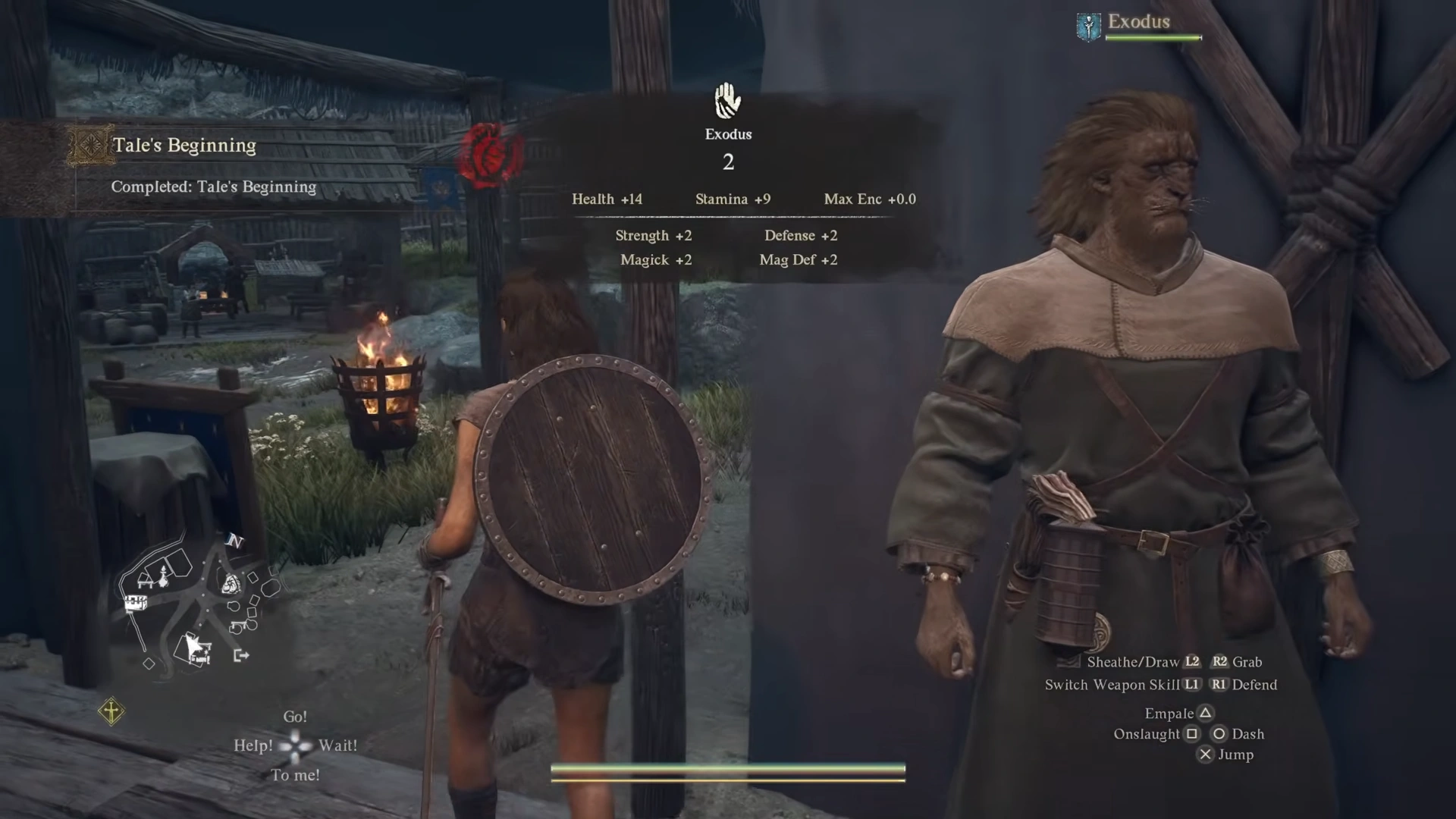 Tale’s Beginning completion notification beside the level-two Arisen at Borderwatch