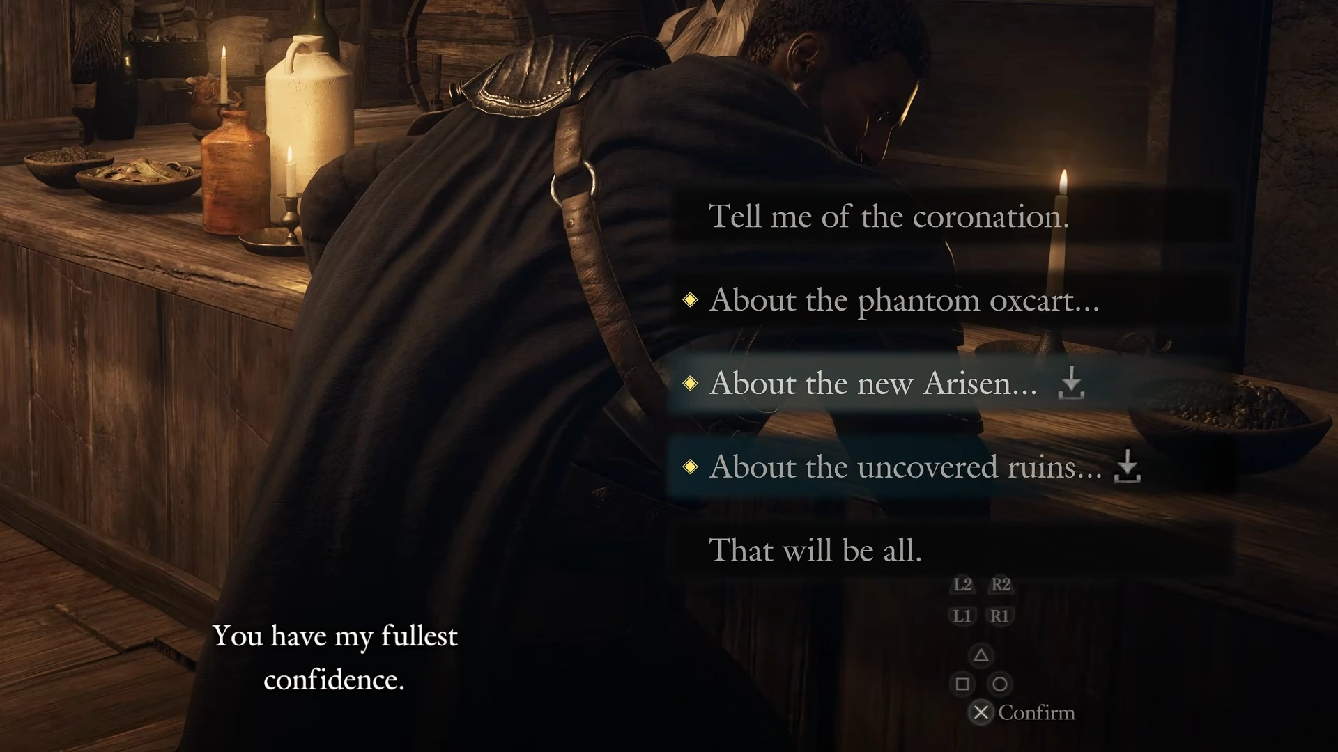 Brant dialogue offers About the new Arisen and About the uncovered ruins