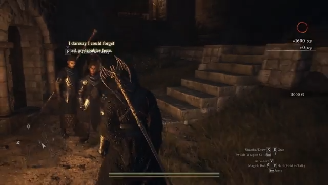 Quest aftermath showing 1,600 XP and 11,000 gold after Elena’s arrest